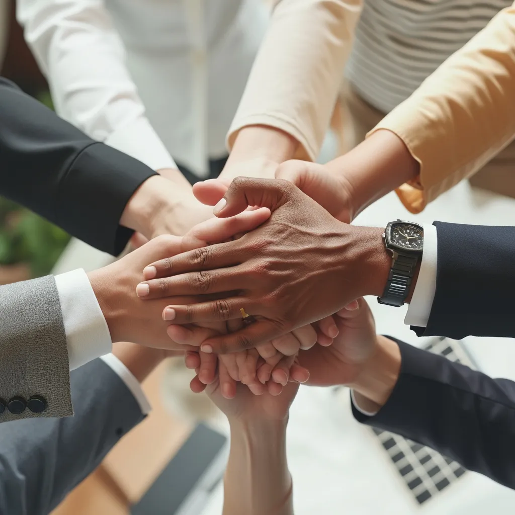 Manos estrechándose simbolizando liderazgo